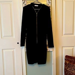 Black Knit Calvin Klein Dress with gold zippers